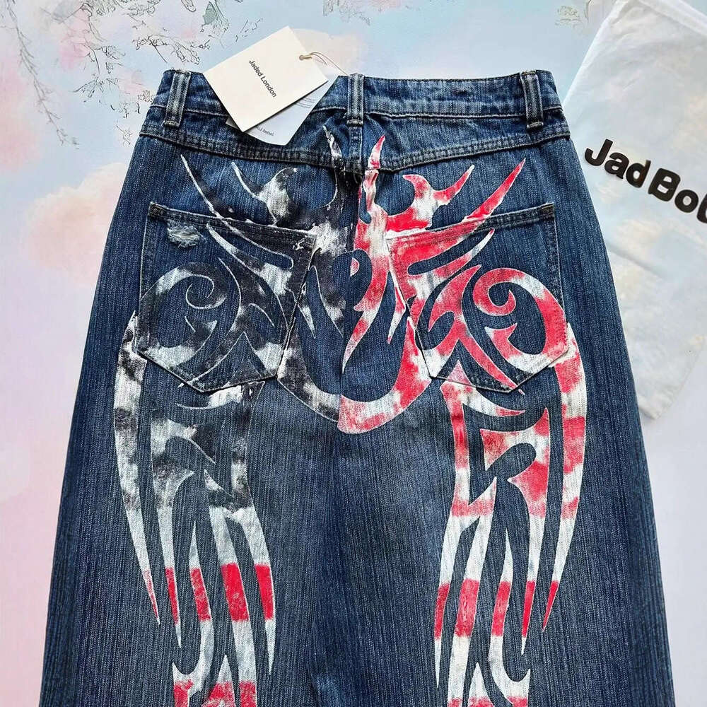 2025 New Hip-Hop Pattern Printed Loose Jeans for Women Y2K High Street Harajuku Long Pants