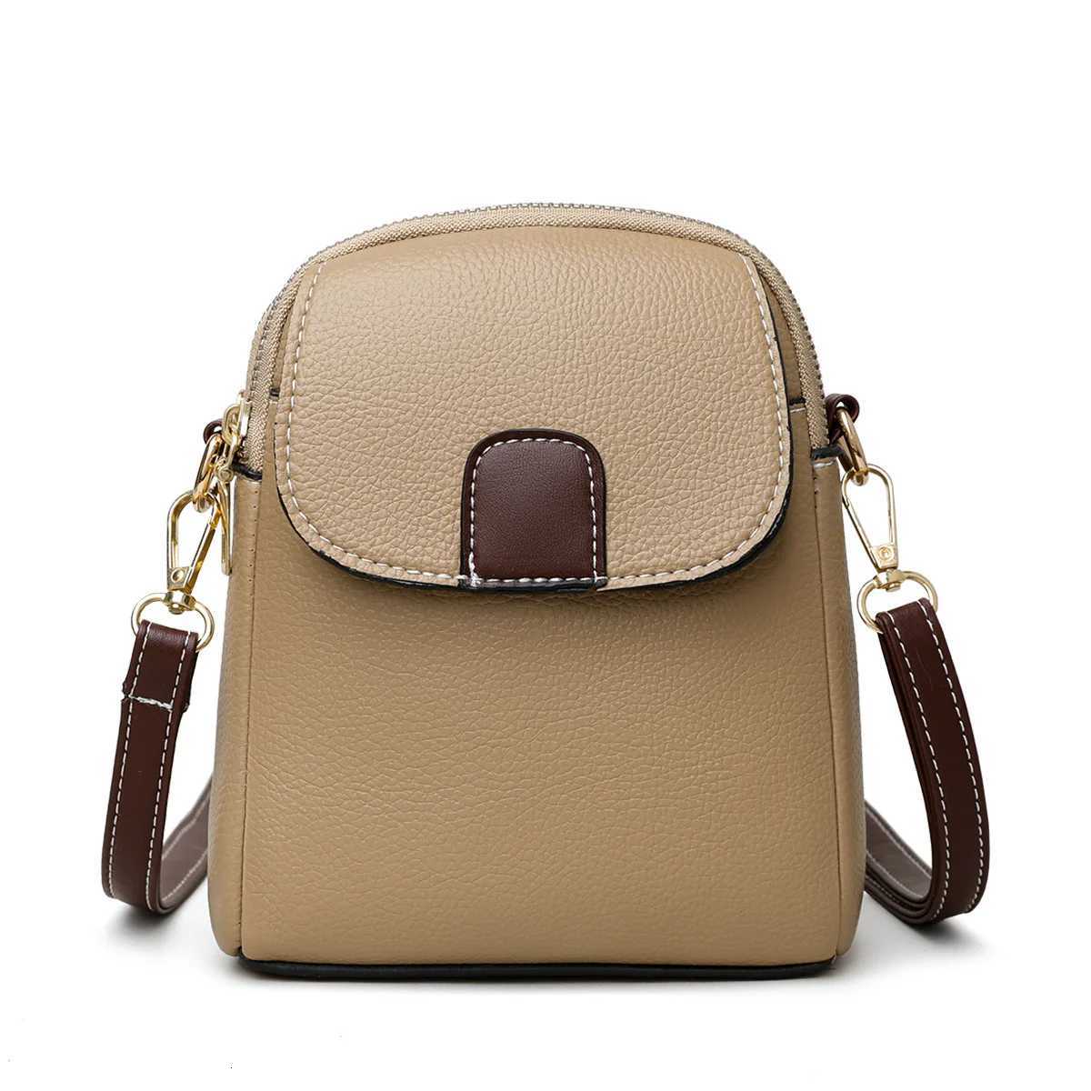 2025 Womens Soft Leather Phone Crossbody Bag - European Chic Small Square Shoulder Purse Trendy Hands-Free Mini Messenger Y250819
