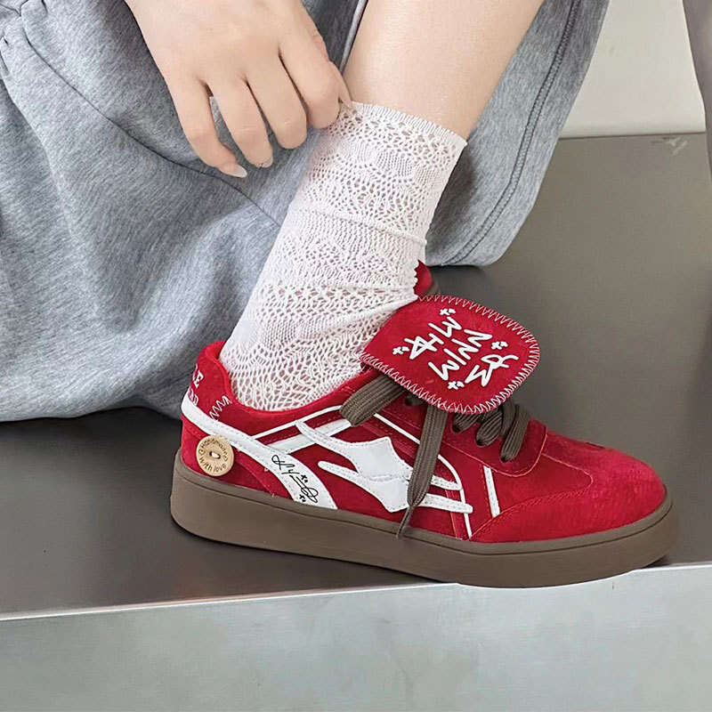 Korean Version Genuine Leather Niche Flip-top German Training for Women 2025 Summer Autumn New Super Popular Internet Celebrity Sports Forrest Gump Sh