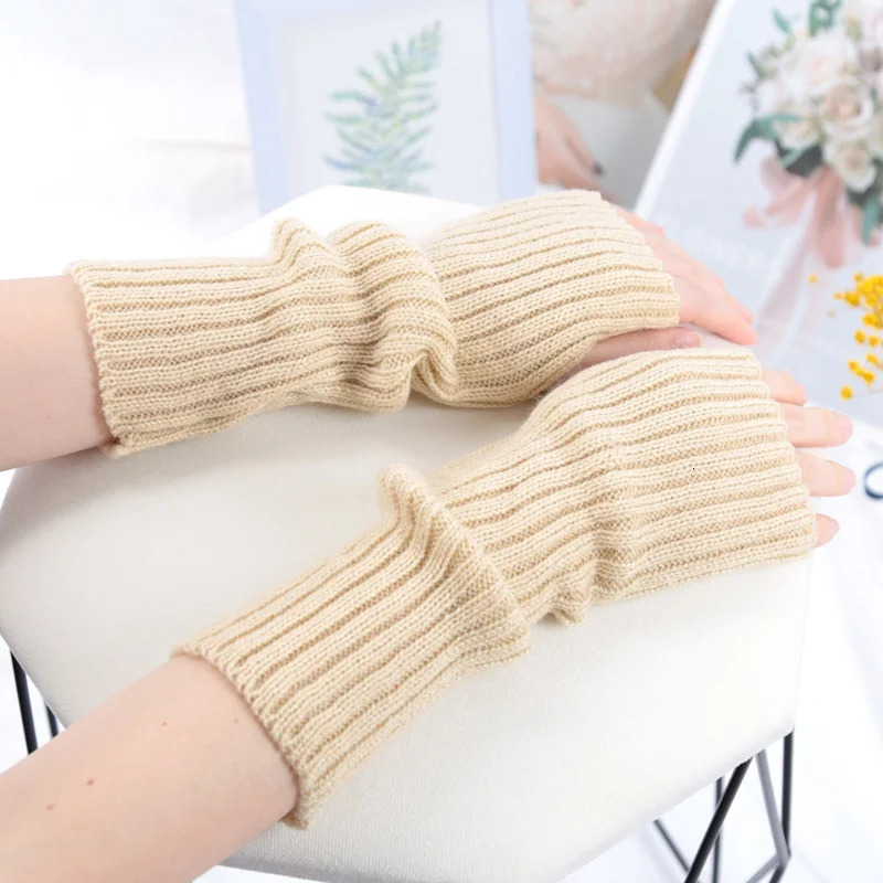 Women Long Fingerless Gloves Fashion Winter Warmer Mitten Arm Sleeve Casual Soft Girl Goth Clothes Punk Cosplay Accessories 250811
