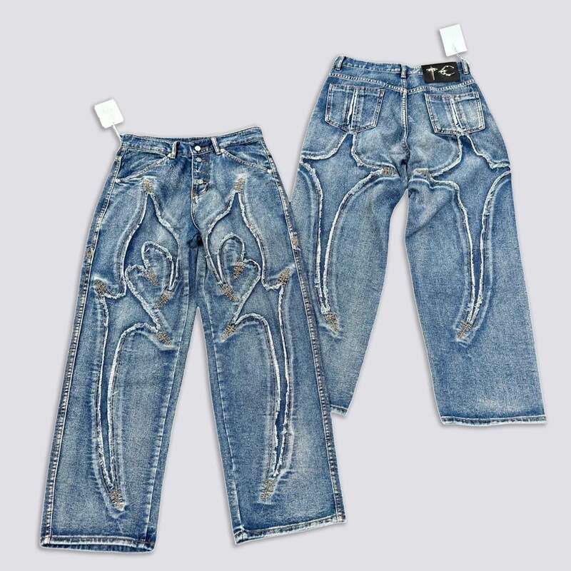 2025 New Star Embroidery Washed Y2K Jeans Unisex High Street Fashion Streetwear Long Pants