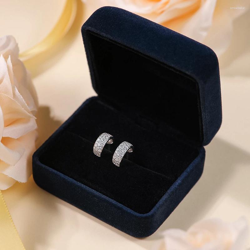 Hoop Earrings ANDH D Color VVS1 Moissanite Half Open For Women 925 Sterling Silver Circle Earring Piercing Ear Luxury Jewelry