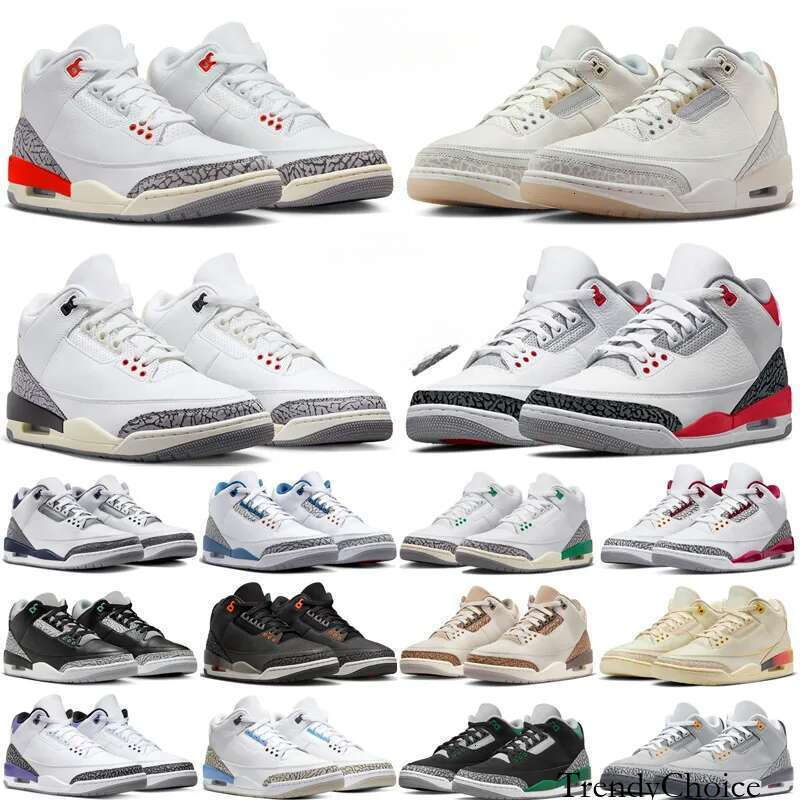 BOX 3 basketball shoes men women 3s Fire Red Reimagined Ivory White Cement Midnight Navy Palomino Georgia Peach True Blue mens trainers sports outdoors