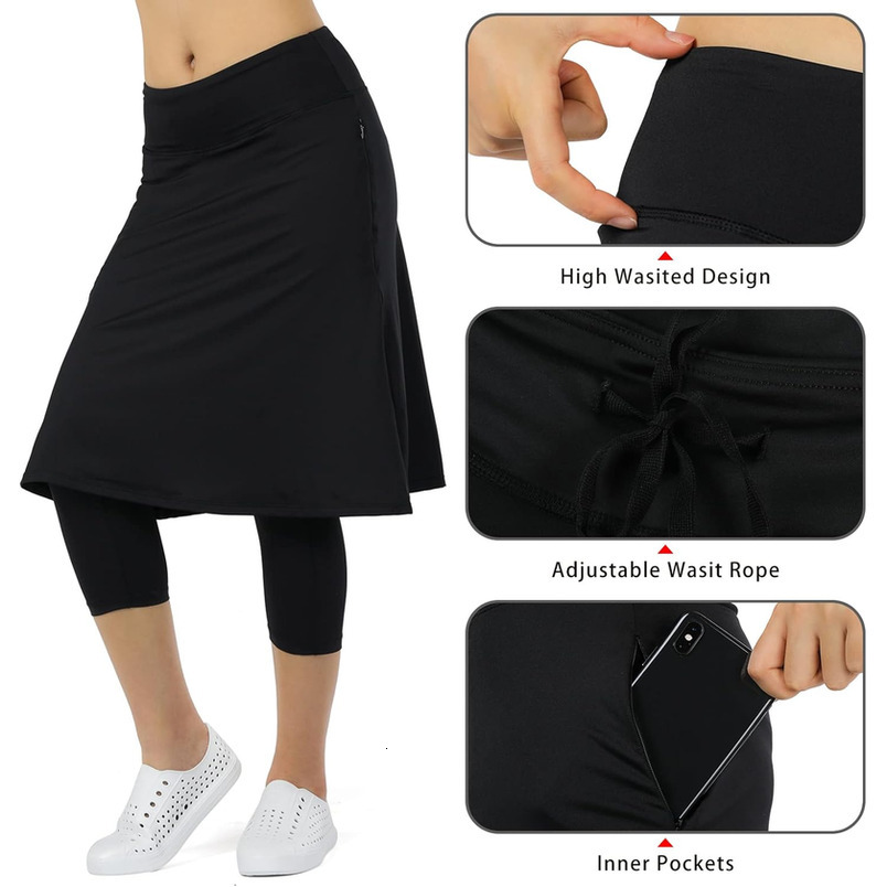 Athletic Knee Length Skirts with Leggings,Skorts Leggings&Skirted Capris Skorts for Women Yoga Pockets