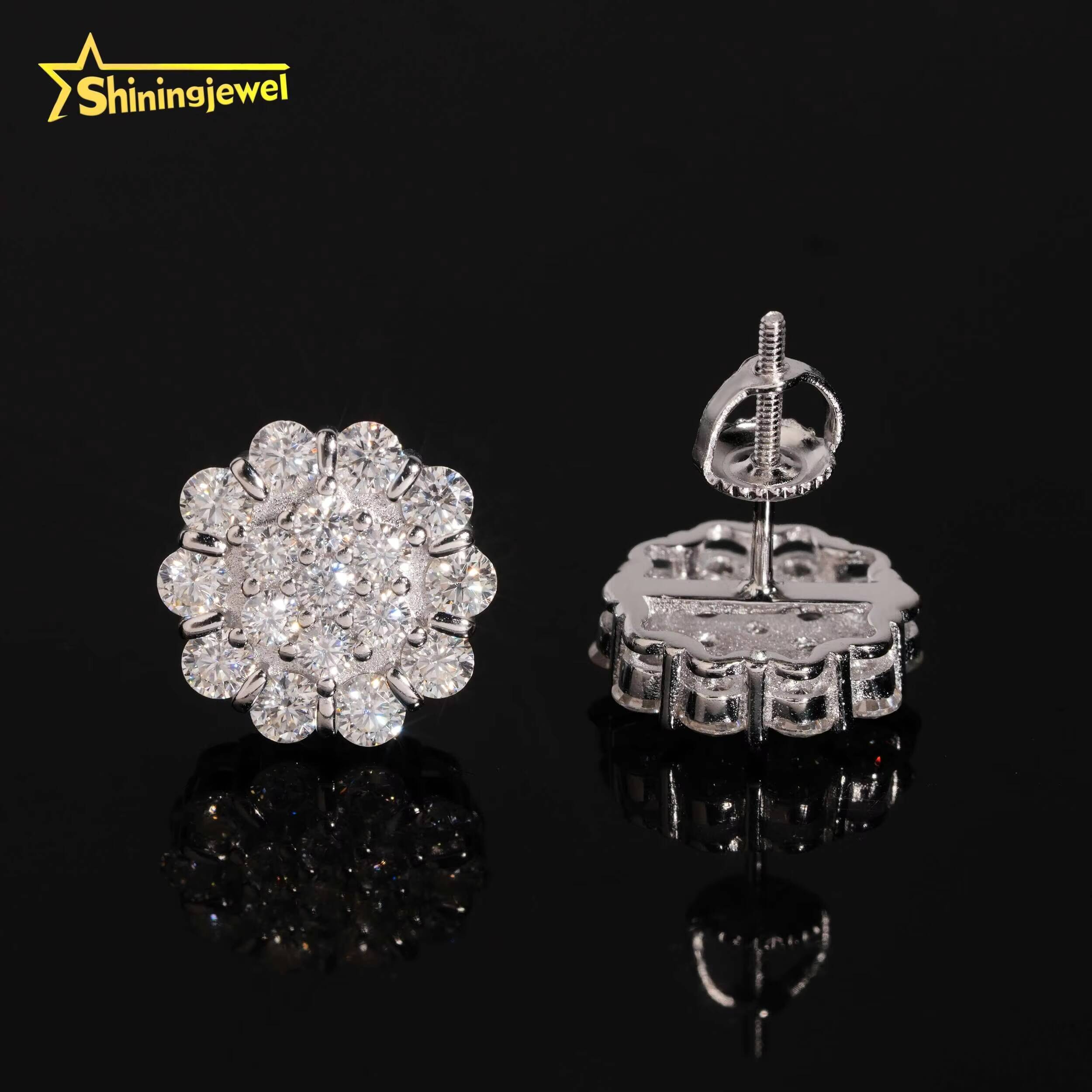 Fashion Jewelry Factory Price Iced Out Diamond Hip Hop S925 Sterling Silver Men Moissanite Earring