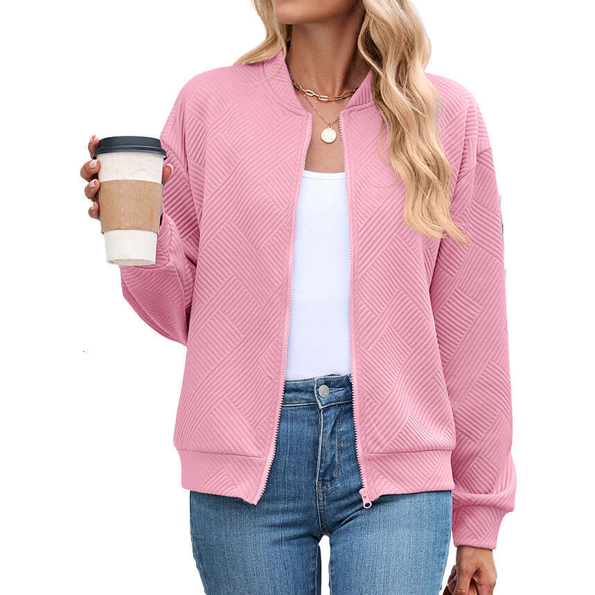 Autumn and Winter New Solid Color Round Neck Zipper Loose Long Sleeve Sweatshirt Baseball Uniform