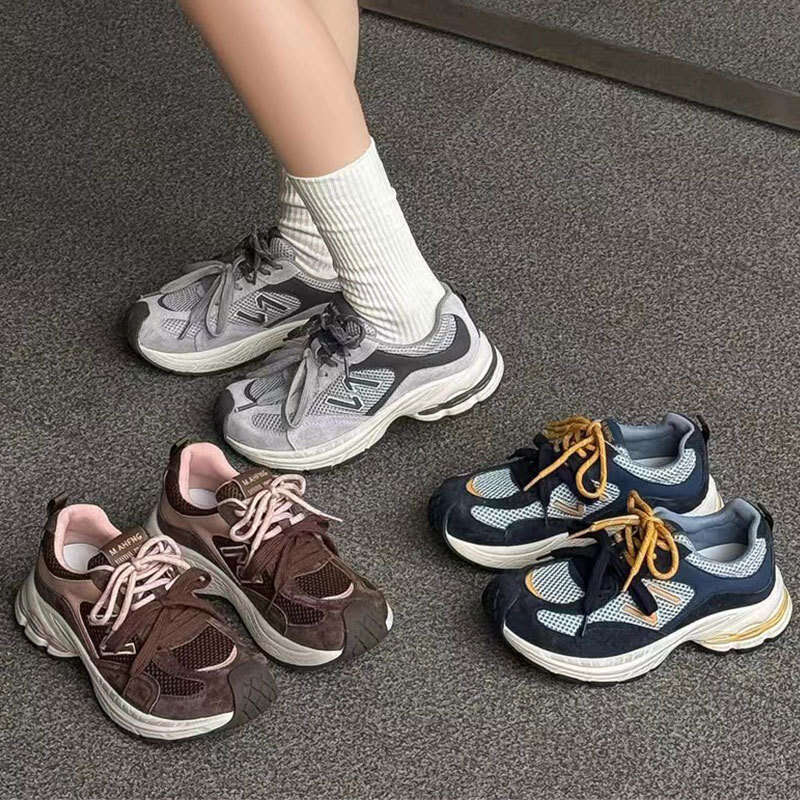 2025 Summer and Autumn Lace-Up Casual Low-Top Running Shoes Versatile Breathable Campus Scrubbed Dirty Sneakers for Women