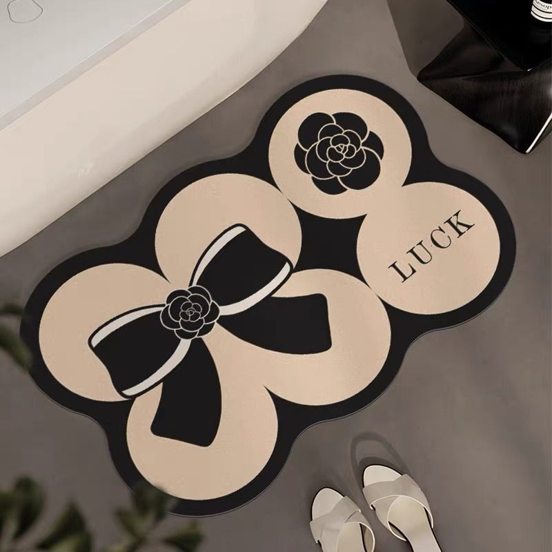 French Style luxcury High-End Bowknot Bathroom Entrance Diatomaceous Earth Water-Absorbent Non-Slip Dirt-Resistant Durable Foot Mat designer ddmythur