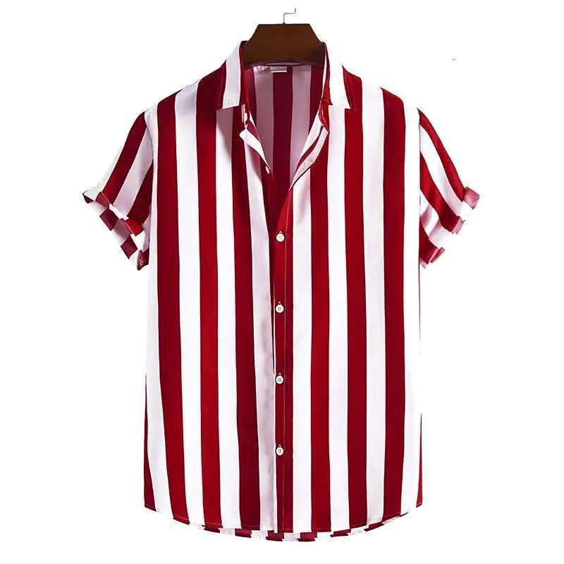 Striped Simple mens Shirt Casual Loose Lapel Cardigan Top Large Size mens short-sleeved Shirt Comfortable And Simple Y250819