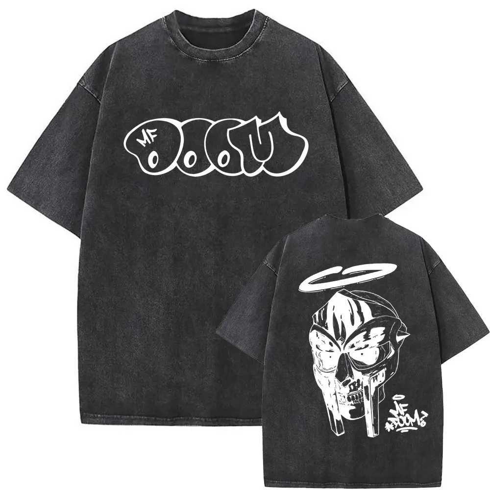 Washed Vintage Rapper Mf Doom MM FOOD Graphic Print Tshirt Men Women Hip Hop Fashion T-shirts Male Casual Oversized Streetwear Y250819