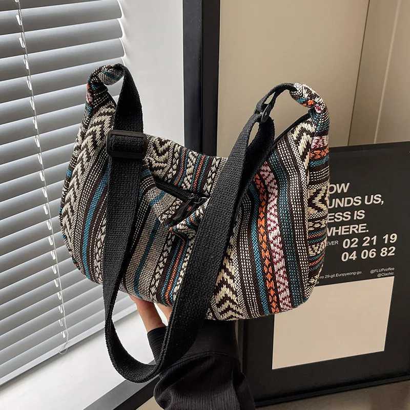 Multicolor Ethnic Style Fashionable Canvas Crossbody Bag Versatile Dumpling Single Shoulder Bags for Women Daily Collocation Y250819