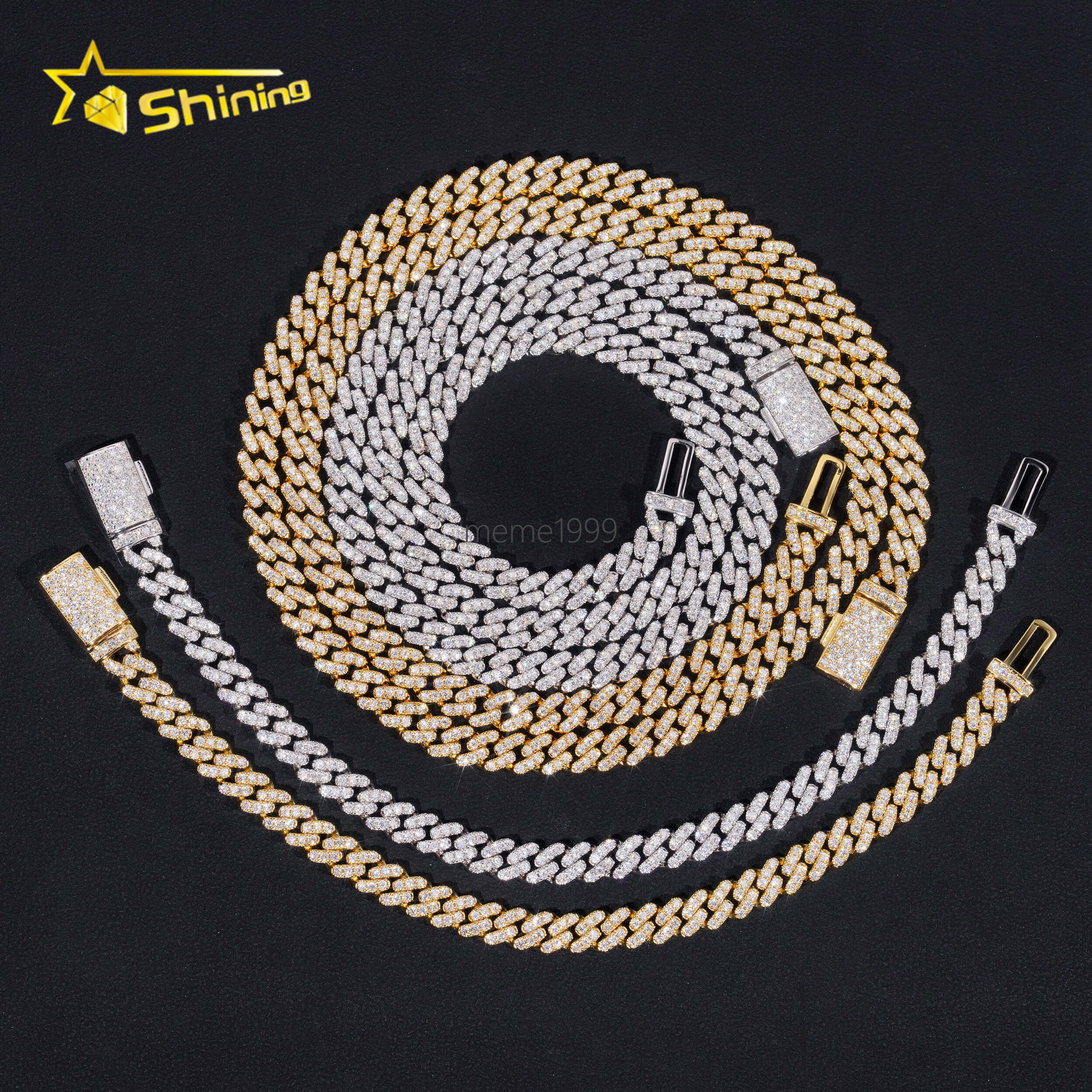 Pass Diamond Tester VVS Moissanite Diamond S925 Silver 6MM Cuban Bracelet Necklace Hip Hop Iced Out Jewelry Cuban Link Chain