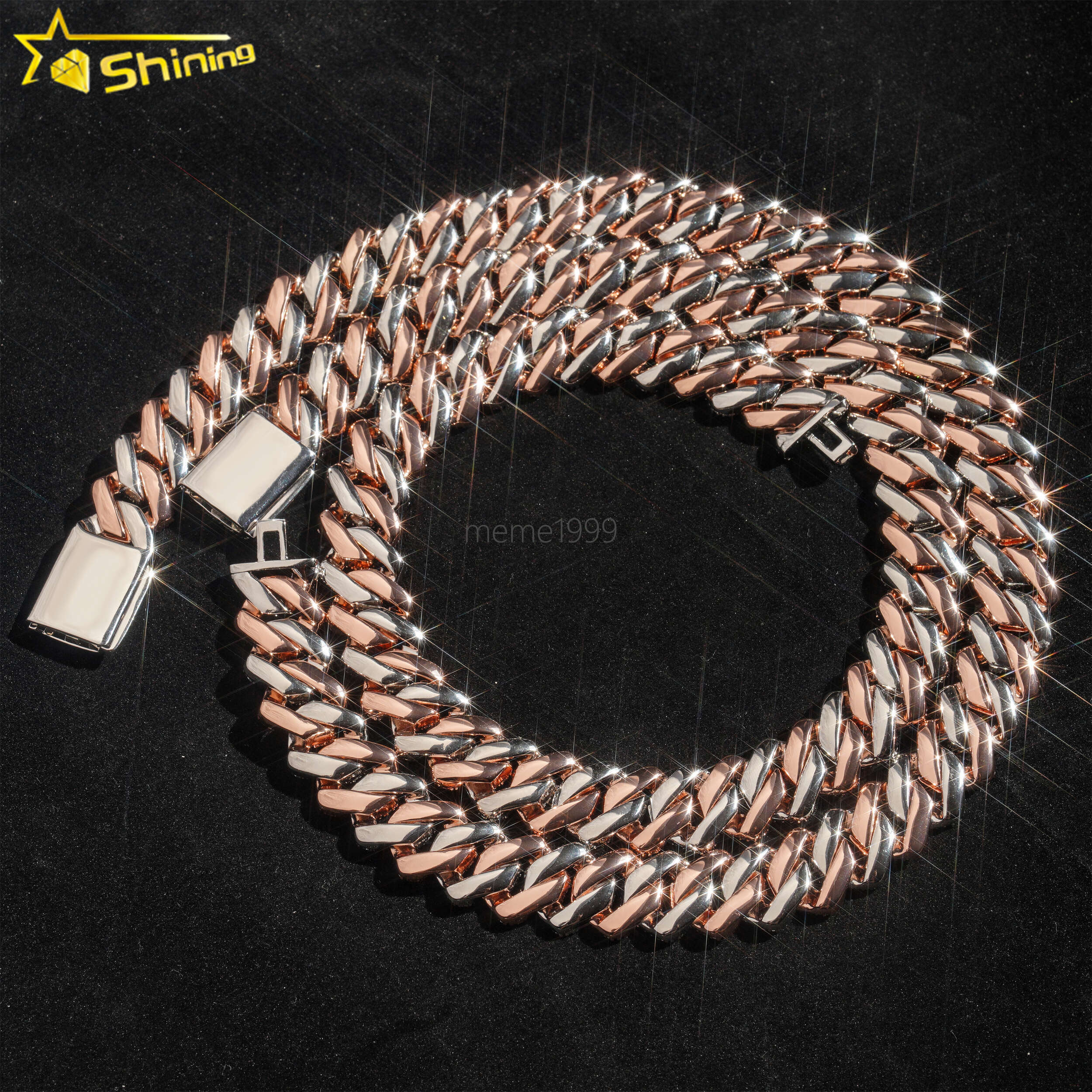 Luxury Big Size 19MM Width Iced Out Hip Hop Cuban Chain Bracelets Custom moissanite Diamond Cuban Link Chain for Men