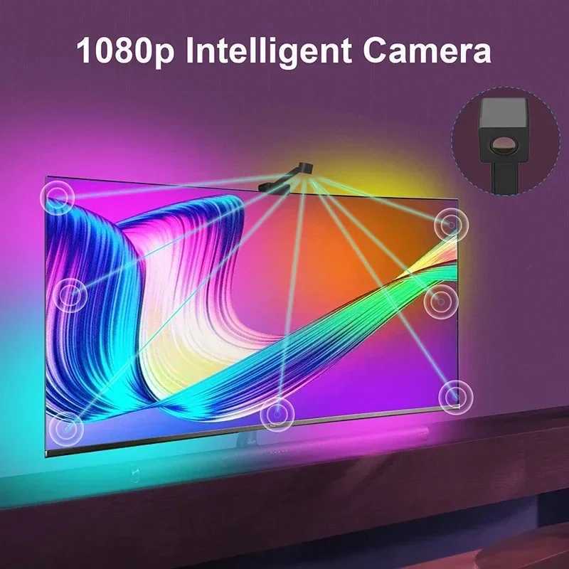 Smart Led Tv Ambilight Backlight 5V Usb Rgbic Television Screen Color Synchronization Led Strip Tape 3.8M 5M App Remote Control H250826