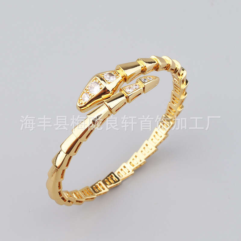Elegant Snake Bracelet and Ring Set for Women, Popular Jewelry with Zirconia