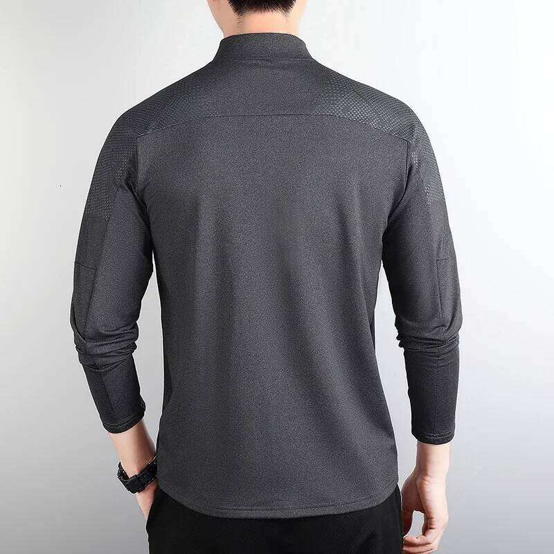 High Quality Men Casual Long Sleeves With Half Zip Quick Dry Breathable Running Shirt Bodybuilding Sport Tee Workout Apparel