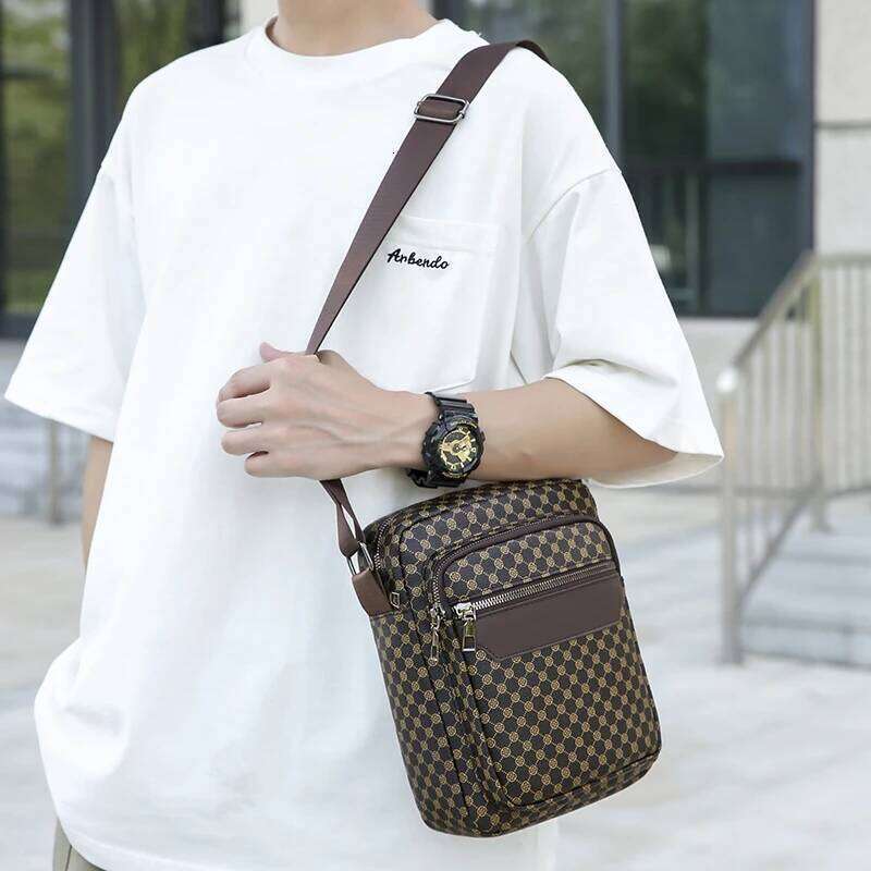 Casual printed PU leather men's shoulder crossbody bags designer messenger bag sacoches hommes