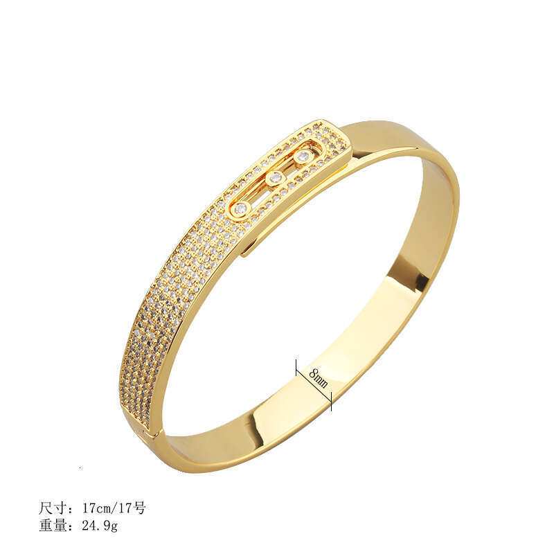 INS Fashion Creative Half Dia Inlaid Copper Gold-Plated Personality Girl Forest Style Bracelet Direct Sale