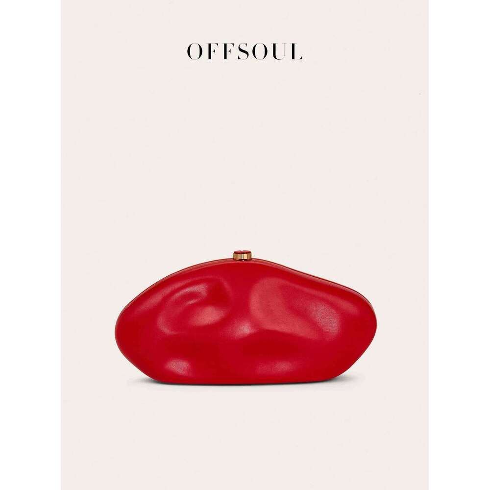 The Sculptural Pebble Leather Handbag New Fashion Style from Europe and America It Is a Heavy-Duty Stone Evening Bag with