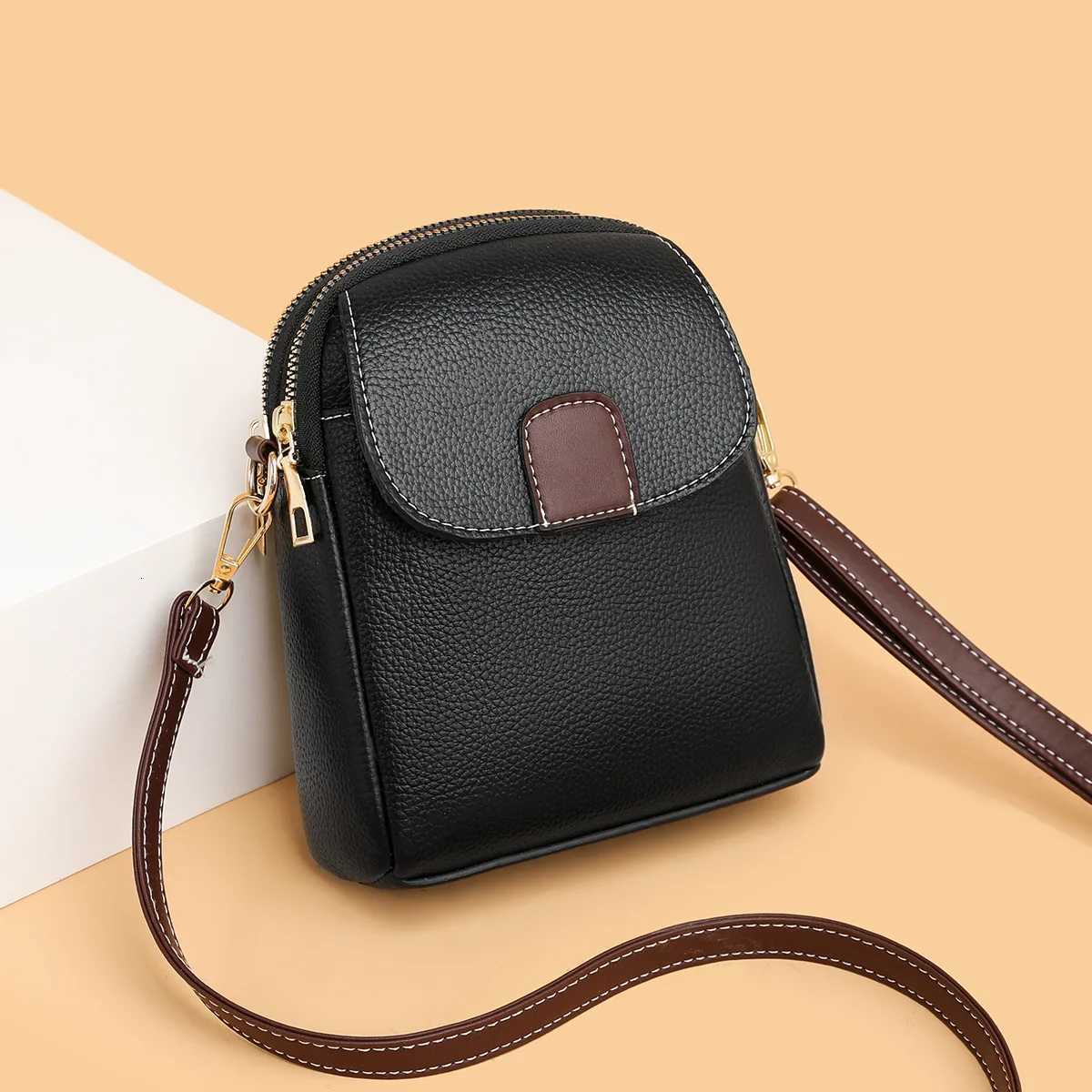 2025 Womens Soft Leather Phone Crossbody Bag - European Chic Small Square Shoulder Purse Trendy Hands-Free Mini Messenger Y250819