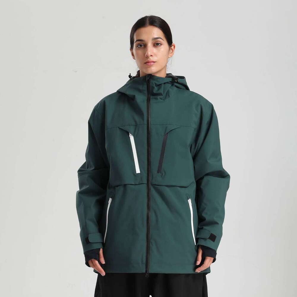 Gsou Snow Men Women Ski Jacket Waterproof Snowboard Coat Breathable Loose Workwear Style Unisex Winter Outerwear for Couples