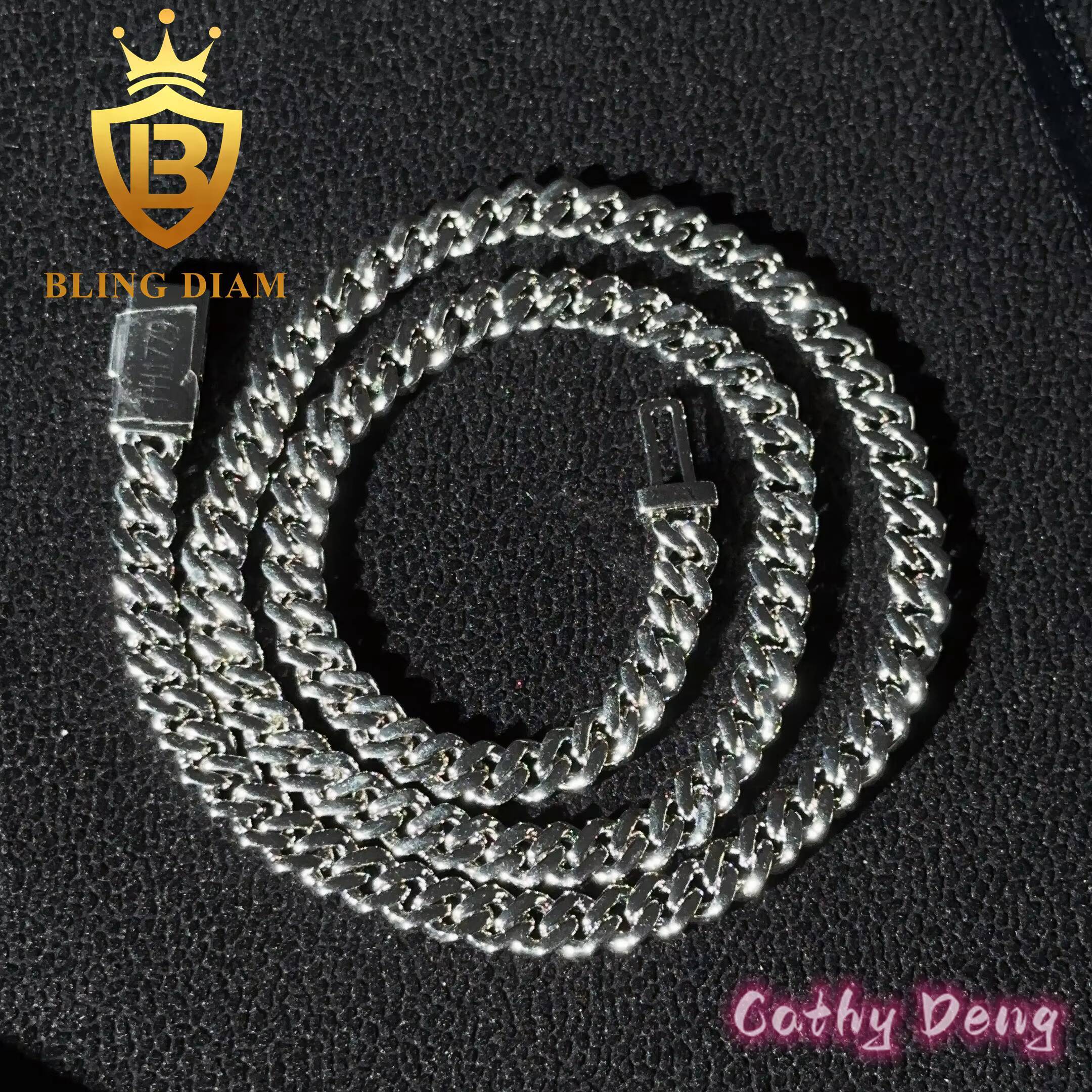 925 Sterling Silver 6mm 8mm 10mm Cuban Link Chain Hip Hop Chain Moissanite Diamond Cuban Link Necklace