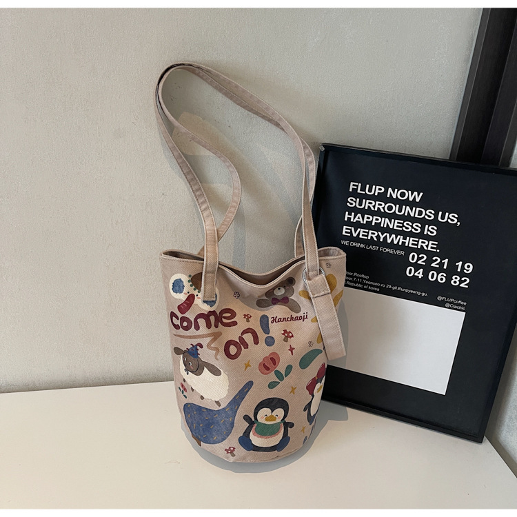 Autumn New Women s Shoulder Bag Minimalist Art Women s Bucket Bag New Cute Cartoon New Women s Crossbody Bag Printed Casual Personality Autumn New Des