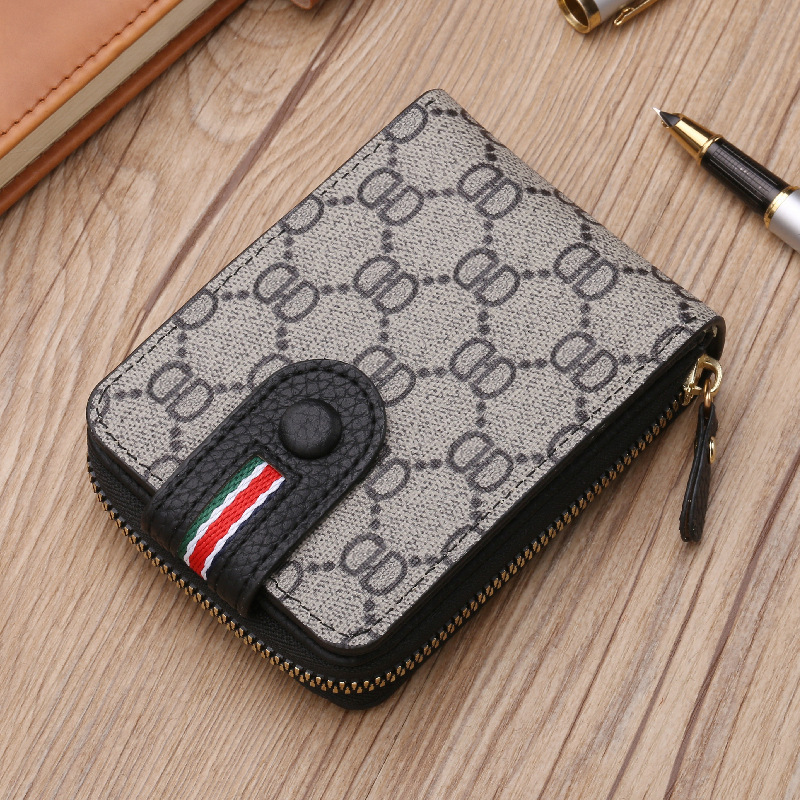 Free Shipping Designer Luxury Women's Zipper Card Holder European And American Fashion Vintage Flower Wallet Short Handbag Casual Coin Bag
