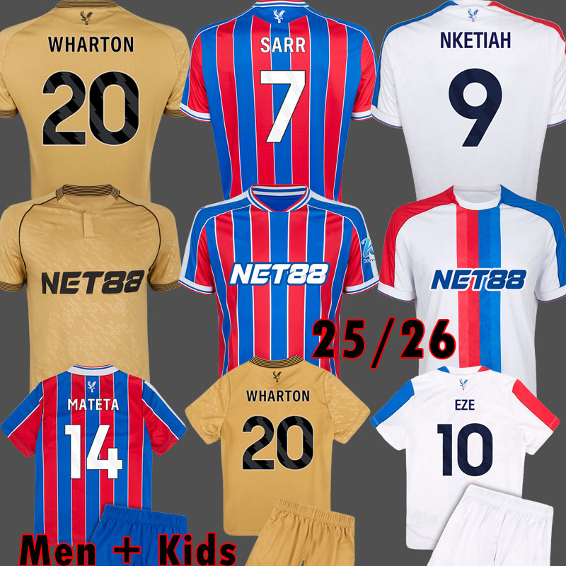 25 26 Crystals Palaces Soccer Jersey EAGLES Football Shirt EZE WHARTON CPFC Kits 2025 2026 EDOUARD NKETIAH MATETA SARR Men PALACEs kids Uniform Crystals 3XL 4XL