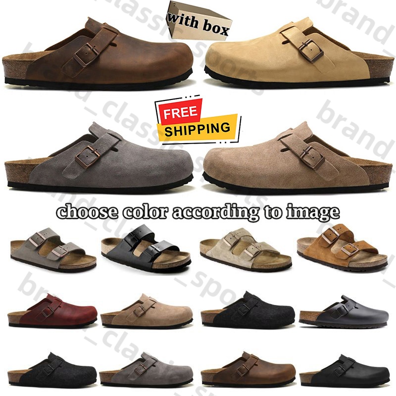 Free Shipping With Box Designer Clogs Sandals Clog Slippers Cork Flat Fashion Summer Leather Slides Beach Casual Shoes Women Men Scuffs Sliders Sandal Mules Loafers