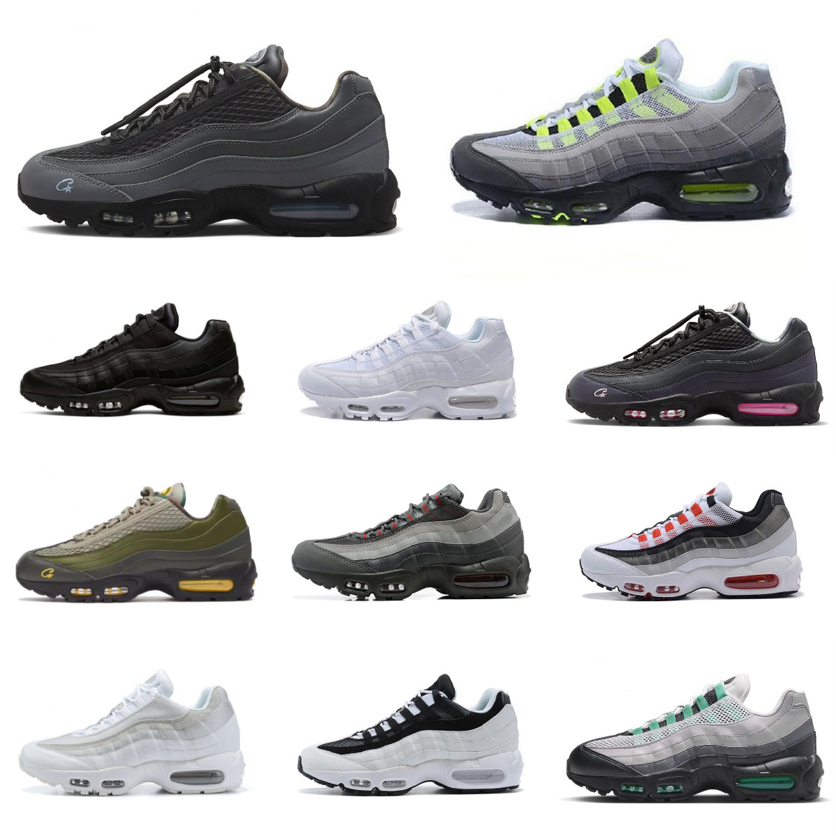 Trainers 95 95s Sports Shoes Outdoor Mens Women Neon Stadium Green Triple Black White Aegeans Storm Corteizs Sequoia Pink Beam Tennis Wheat Sketch Designer Sneakers