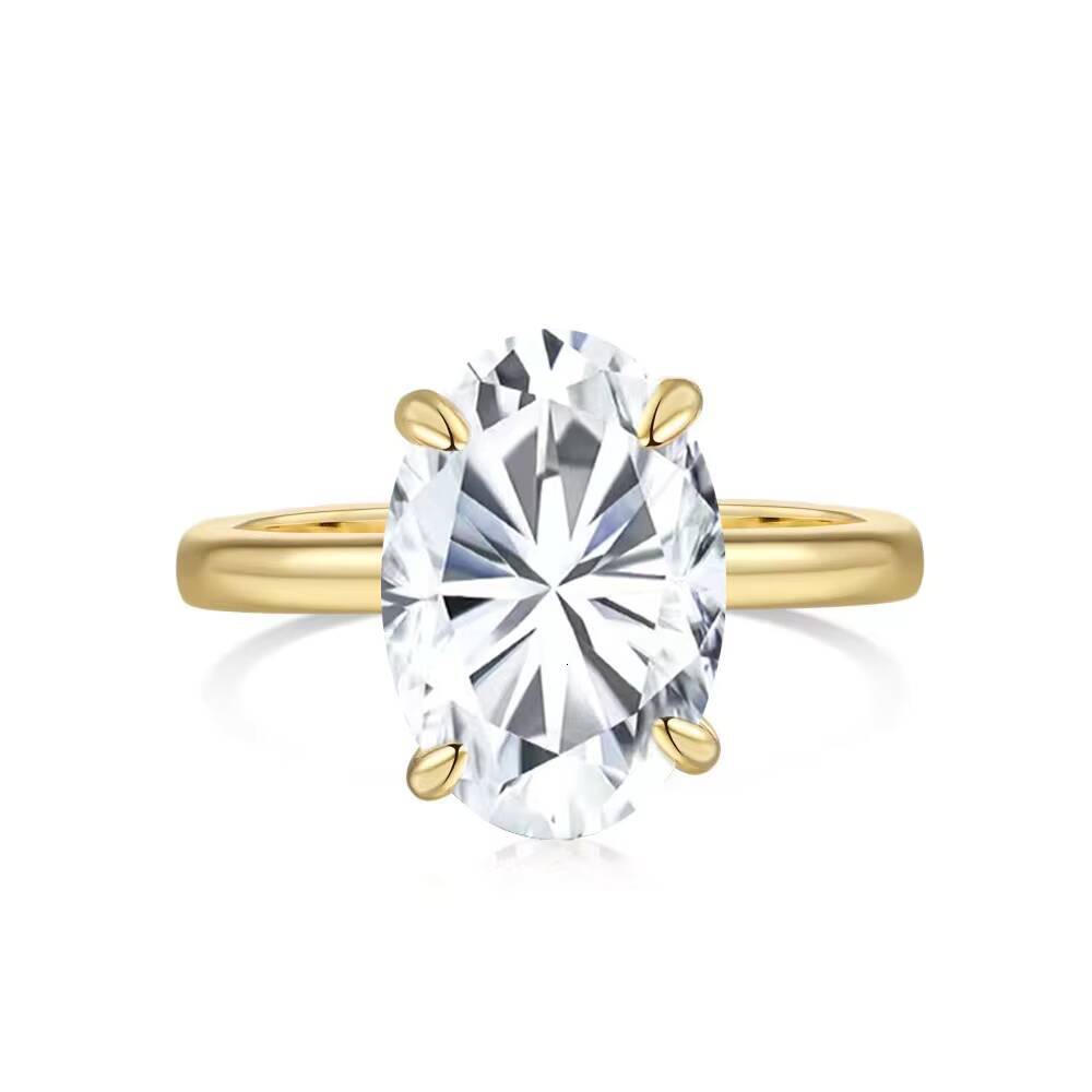 Hot Selling S925 Silver 4.5 Karat Moissanite Ring Oval Egg-shaped Cut Cross-Border E-commerce Trendy Mossanite Diamond Ring