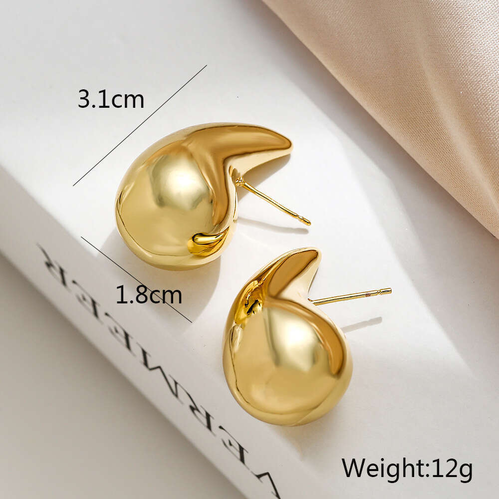 Copper Gold-Plated Water Drop Designer for Women INS Niche High-End Simple Earrings Ear Jewelry