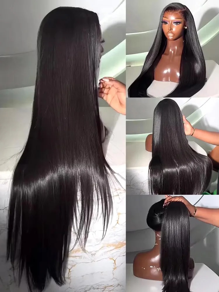 Straight Wigs Human Hair 13x6 HD Lace Frontal Wig High Density Pre-Cut 100% Raw Hair Remy Wear And Go Closure Glueless Natural Black
