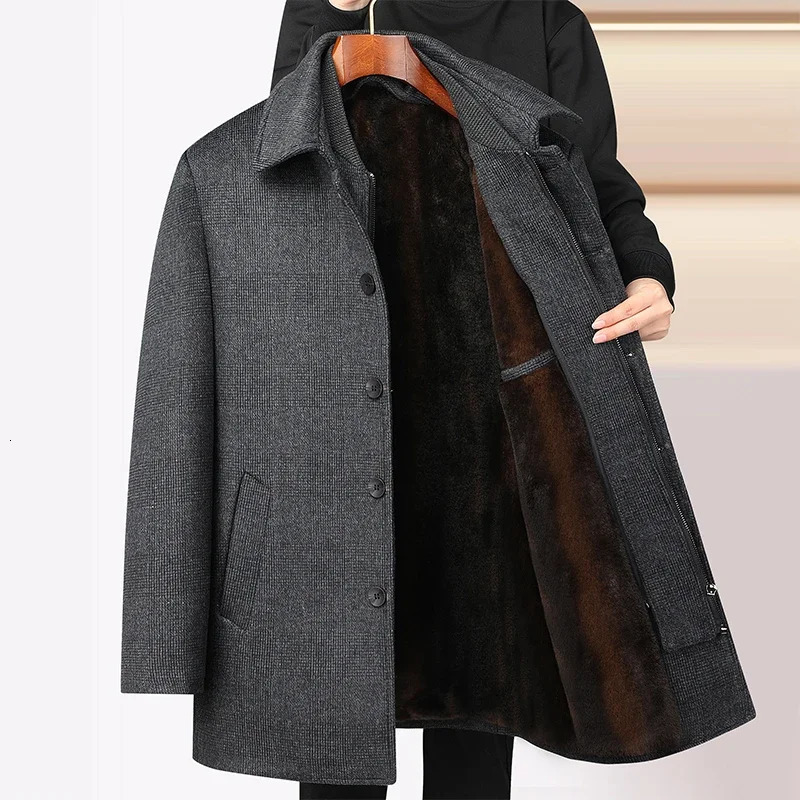 Arrival Winter Jacket Men Fashion Woolen Coat Mens Casual Wool Thicken Warm Trench Dress ZL488 250820