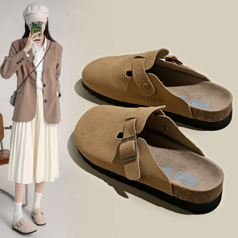 2023 New BK Closed-Toe Women's Summer Fashion Outdoor Sole Couple Flat Heel Cork Lazy Breathable Sandals