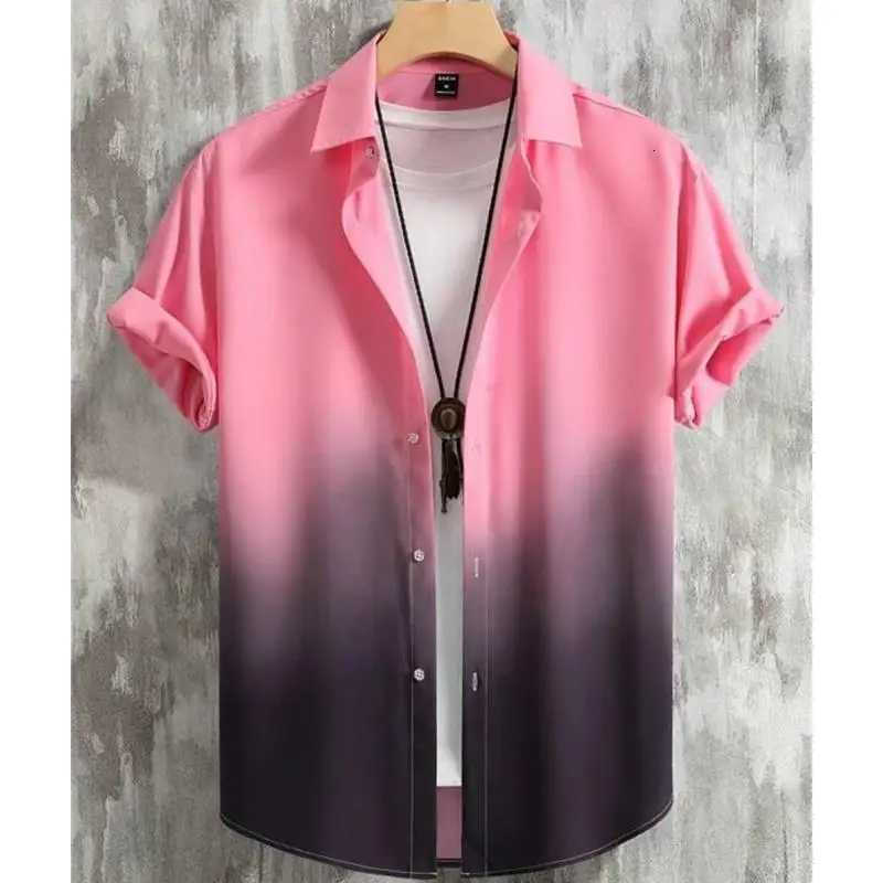 Hawaiian MenS Shirt 3d Gradient Loose Oversized Shirts And Blouses High-Quality Clothing Beach Party Sweatshirts Y250819