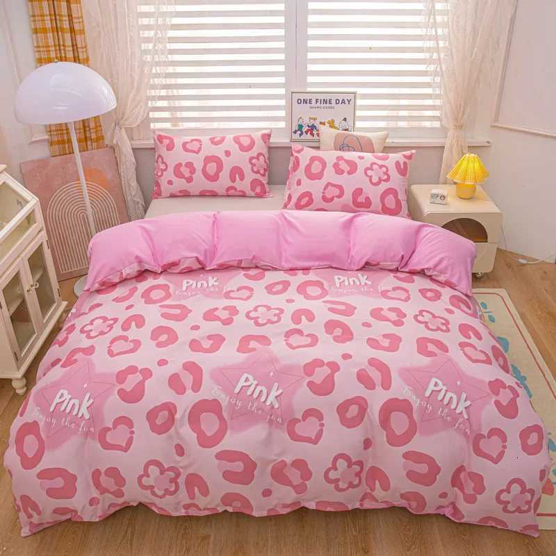 Pink Leopard Print Duvet Cover Set Animal Cheetah Pattern Comforter Covers Set Girly Bedding Set for Teens Women Bedroom Decor Y250819