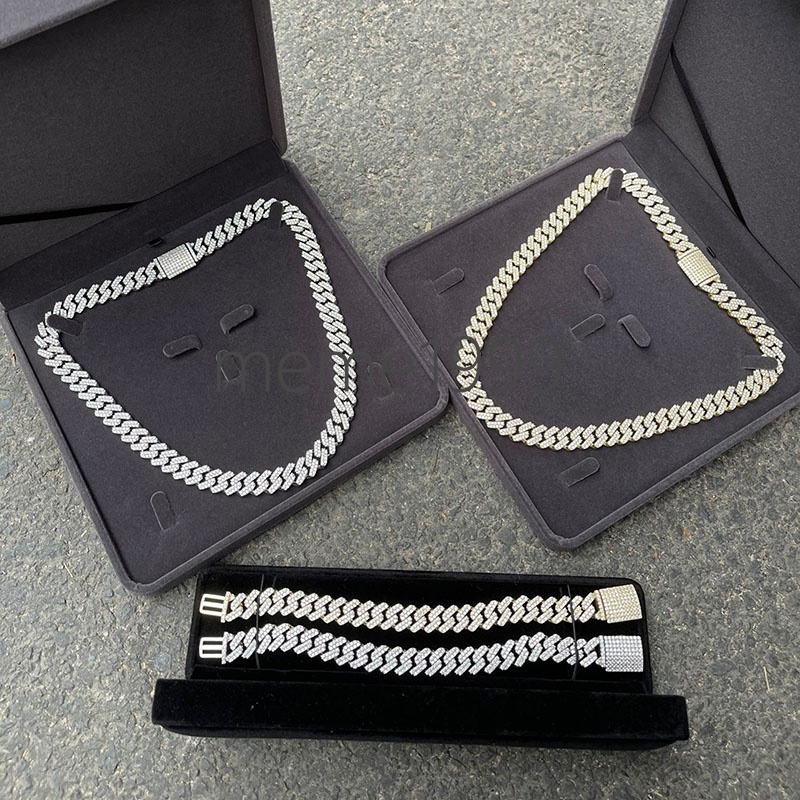 15MM VVS Sterling Silver 925 White Gold Miami Cuban Link Iced Out Natural Moissanite Cuban