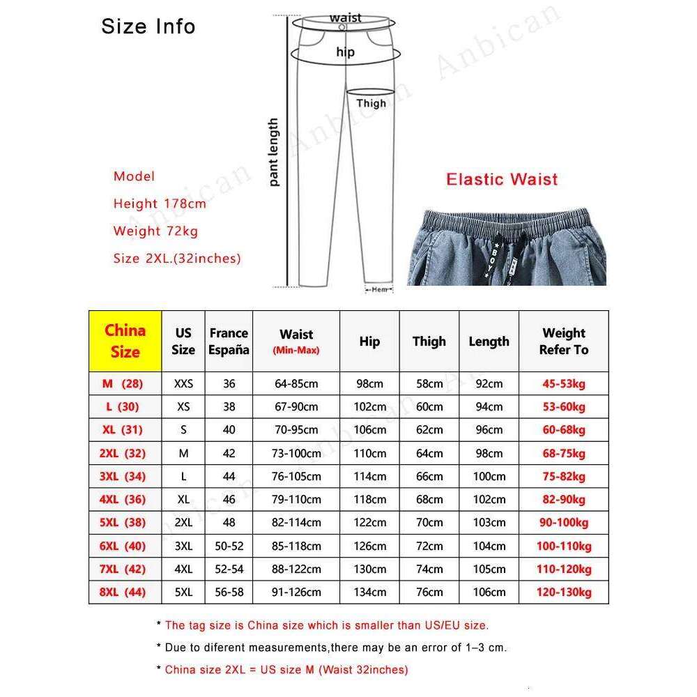 Spring Autumn Men's Jeans Multi-Pockets Work Wear Cargo Pants Black Blue Elastic Waist Denim Joggers Big Size Jean Trousers 8XL