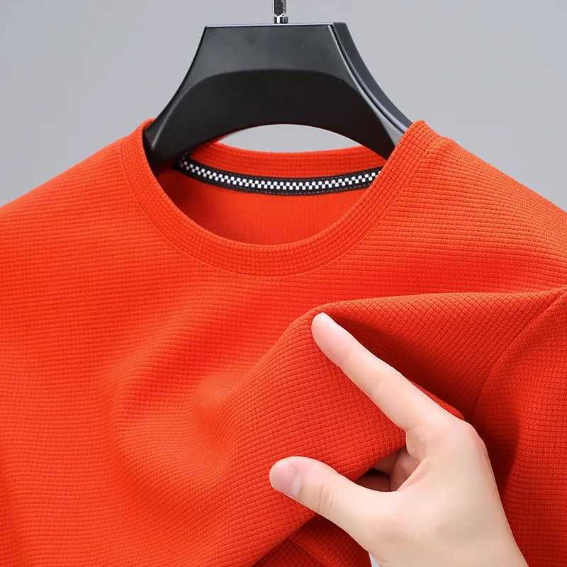 2024 Mens New Waffle Round Neck Short Sleeved T-shirt Summer Comfortable Top Y250819