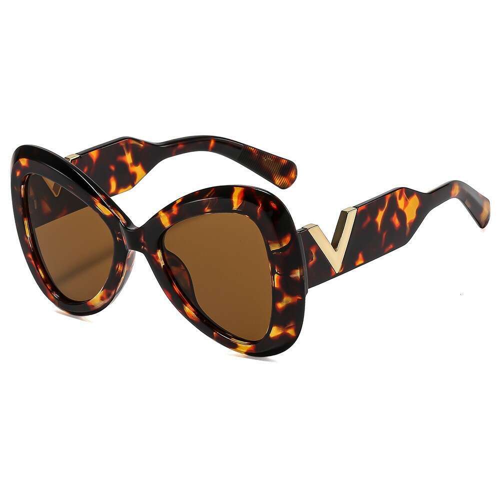 Trendy New 2025 Ins Style V-Shaped Large Frame Butterfly Sunglasses Designer for Women Slimming UV Protection