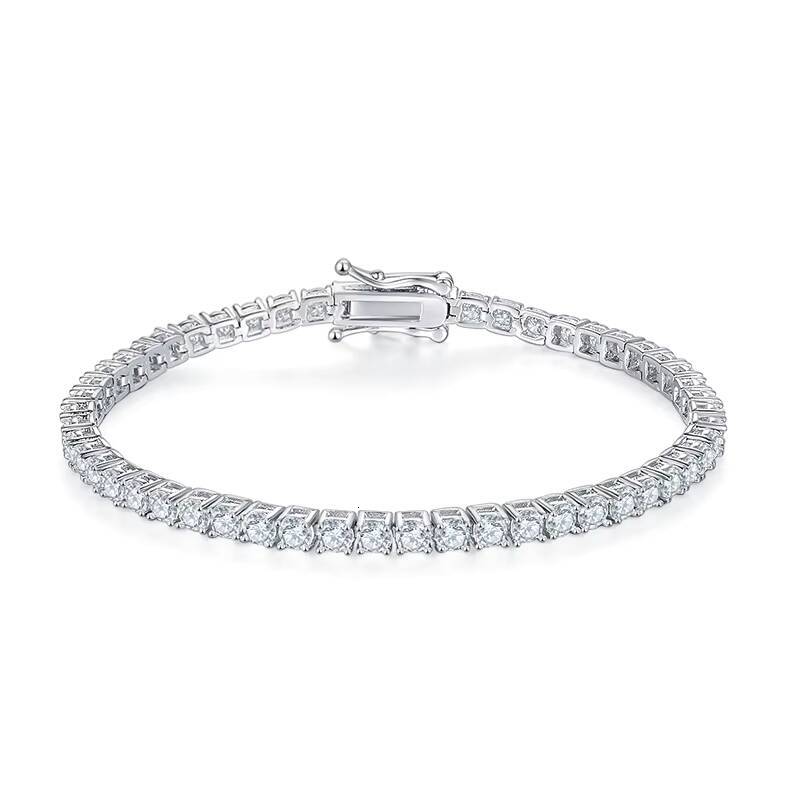 MiShang Wholesale Price 3.0 4.0 5.0MM Round Cut S925 Silver Moissanite Bracelet Tennis Chain Jewelry for Women