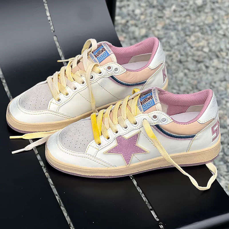 2025 Spring New Color Block Vintage Dirty Sneakers for Women with Hidden Wedge Casual Board Star Shoes