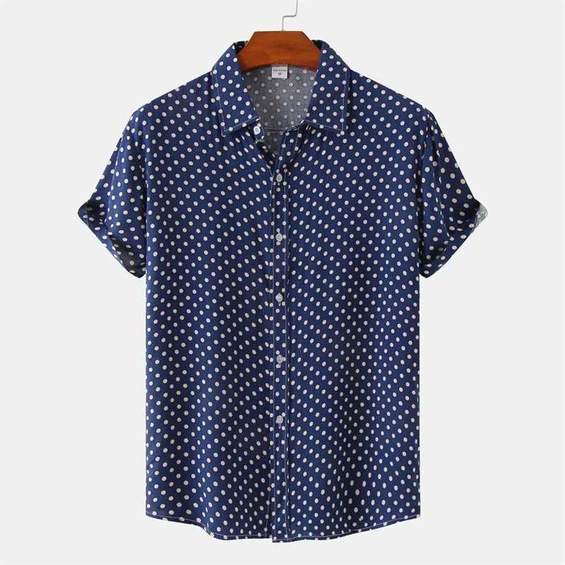 Fashion Solid Colored Dots Hawaiian Shirt Men Casual Short Sleeves Summer 3d Printed Button Blouse Tops Street Button Shirts Y250819