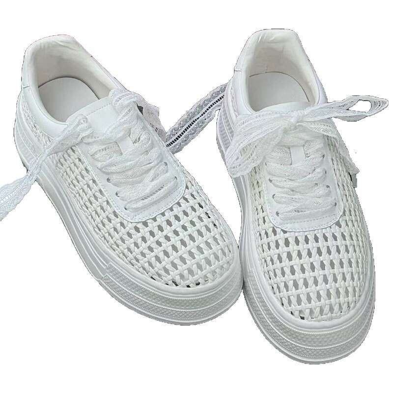 Large White Sneakers for Women 2025 Summer Thick Sole Versatile Fashion Mesh Breathable Sports Casual Shoes