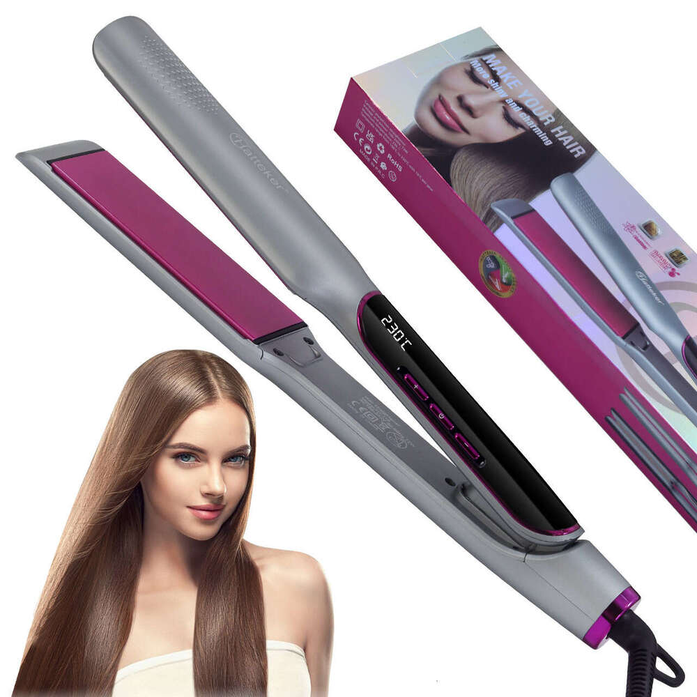 Household Salon Curling And Straightening Dual-Use Straightener LCD Display Temperature Control Hair Curler