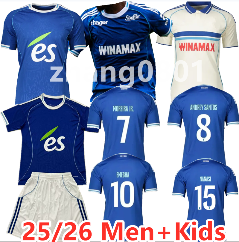 25 26 RC STRASBOURG GAMEIRO Soccer Jerseys BAKWA NANASI ANDREY SANTOS EMEGHA SAHI DION MARA DIARRA uniform men's and women's children's set football shirt size
