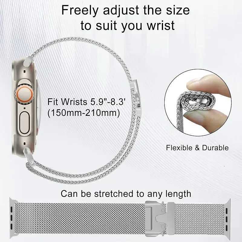 Titanium Milanese Strap For Watch 40mm Band 46mm 45mm 44mm Ultra2 49mm Correa Bracelet iWatch 10 9 8 7 6 5 SE 42mm 38/41mm L250819