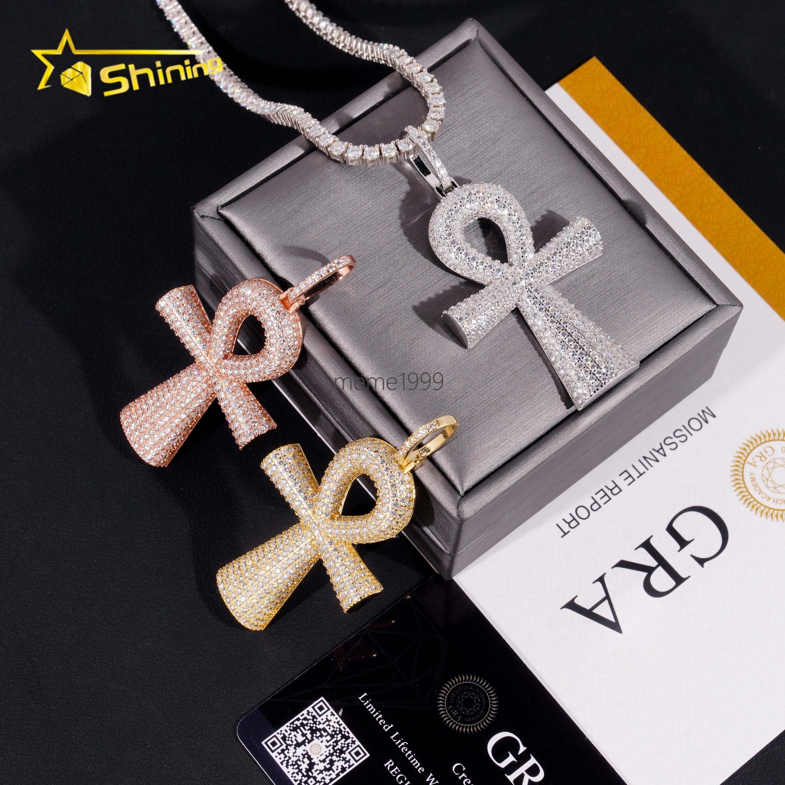 Hip Hop Jewelry 925 Sterling Silver Men Pendant Diamond Moissanite Iced Out Cross Pendant